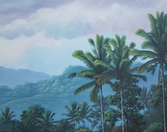 バリ島の棚田の油絵 - ウブドの風景画 - Etsy 日本