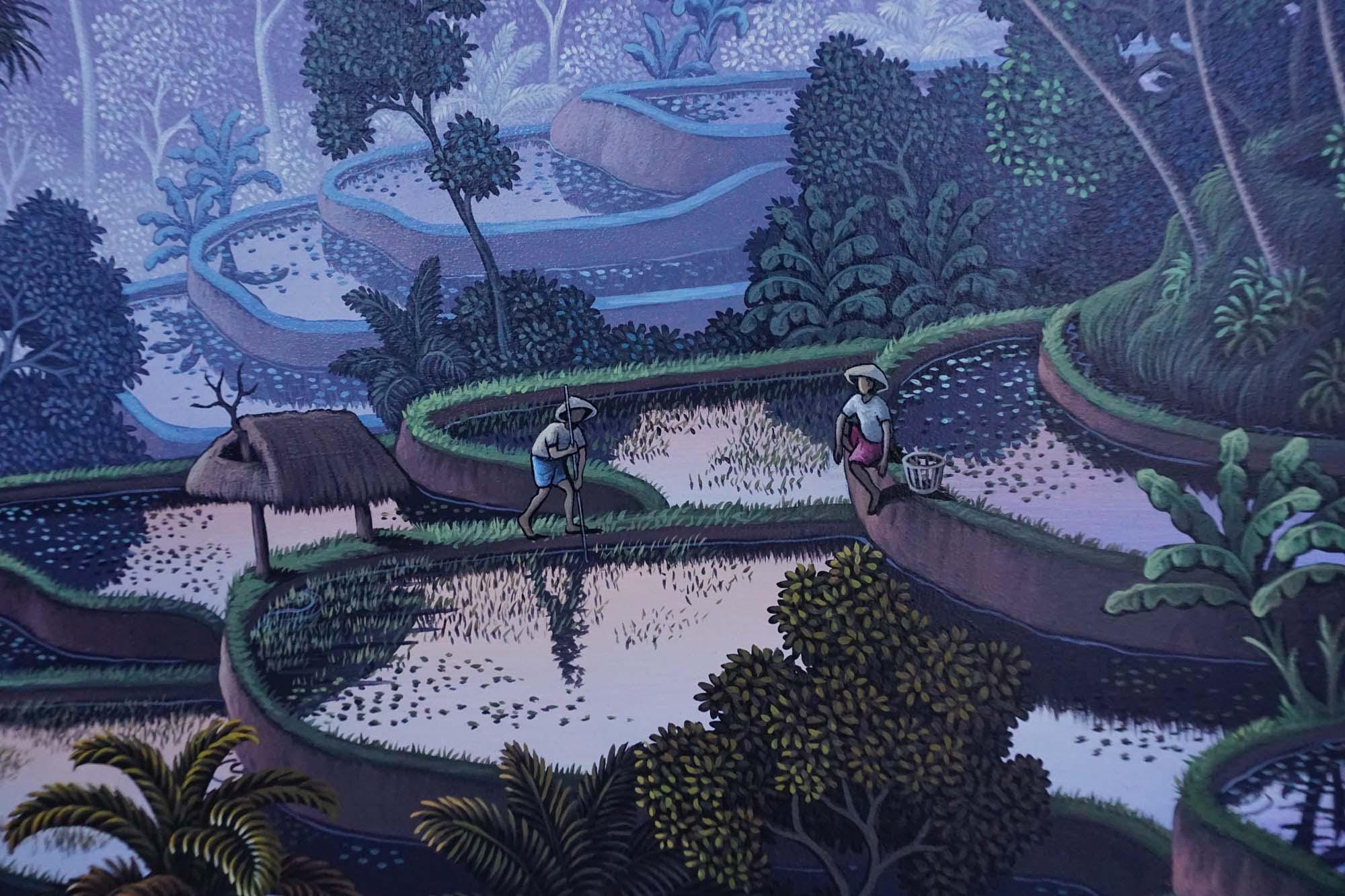 バリの村の絵画 - オリジナルの風景画 - ホームデコレーション - Etsy 日本
