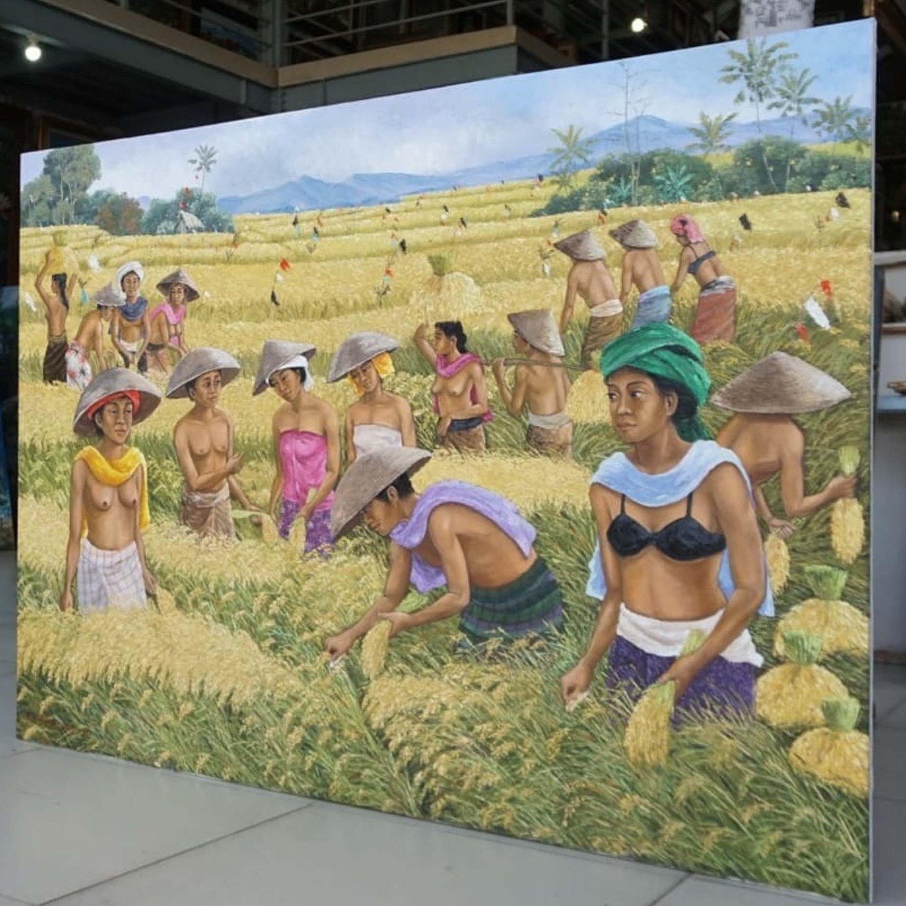 バリ島  絵画［農作業］ バリ島 絵画［農作業］