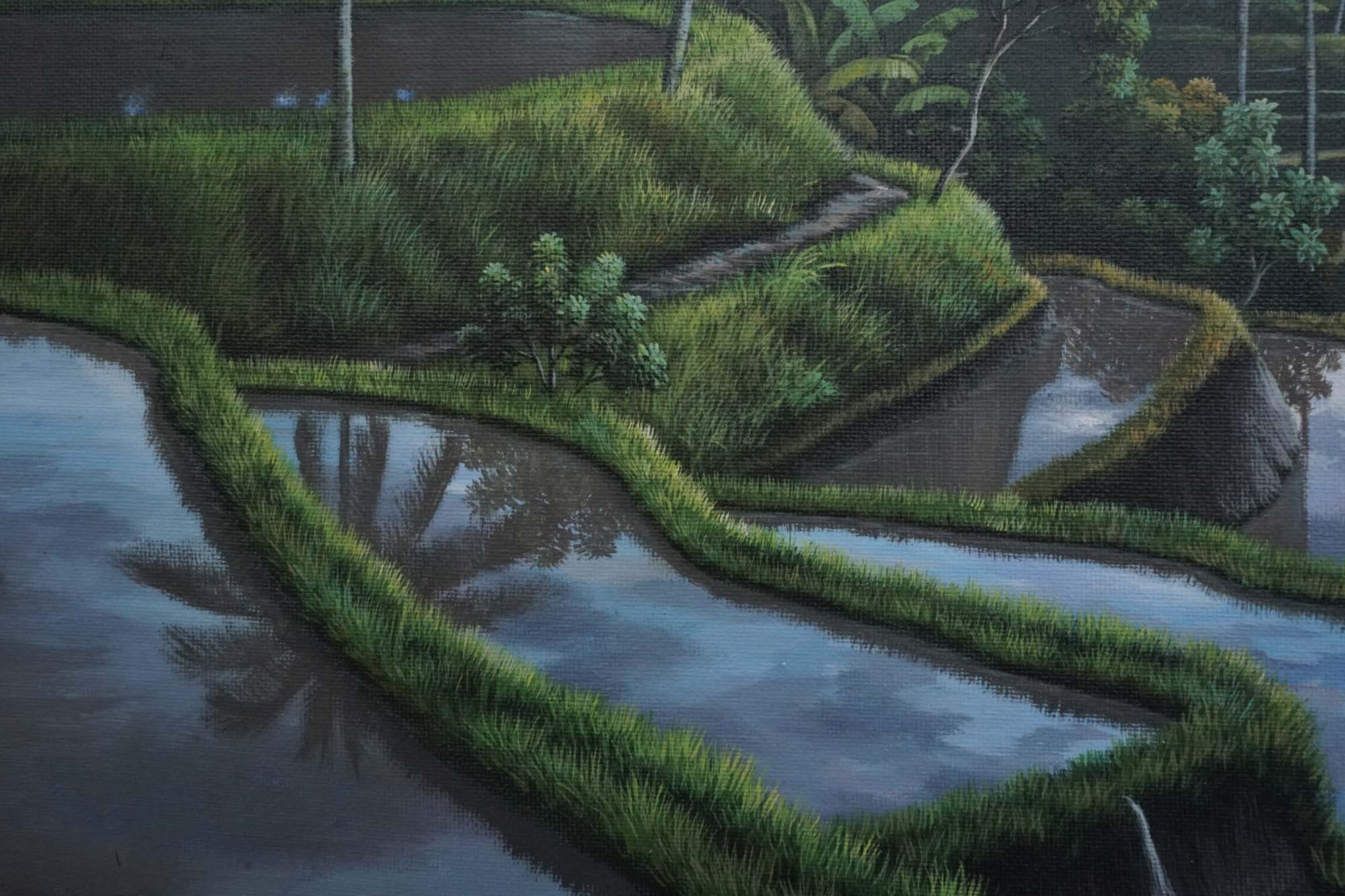 バリ島の田んぼの油絵 - ウブドの風景画 - Etsy 日本