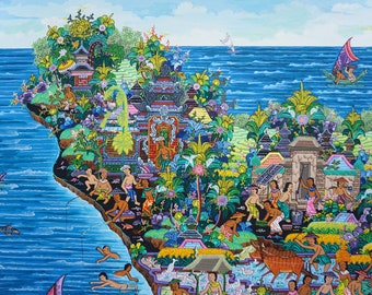 バリ絵画：バリ島アクリルキャンバスアート - Etsy 日本