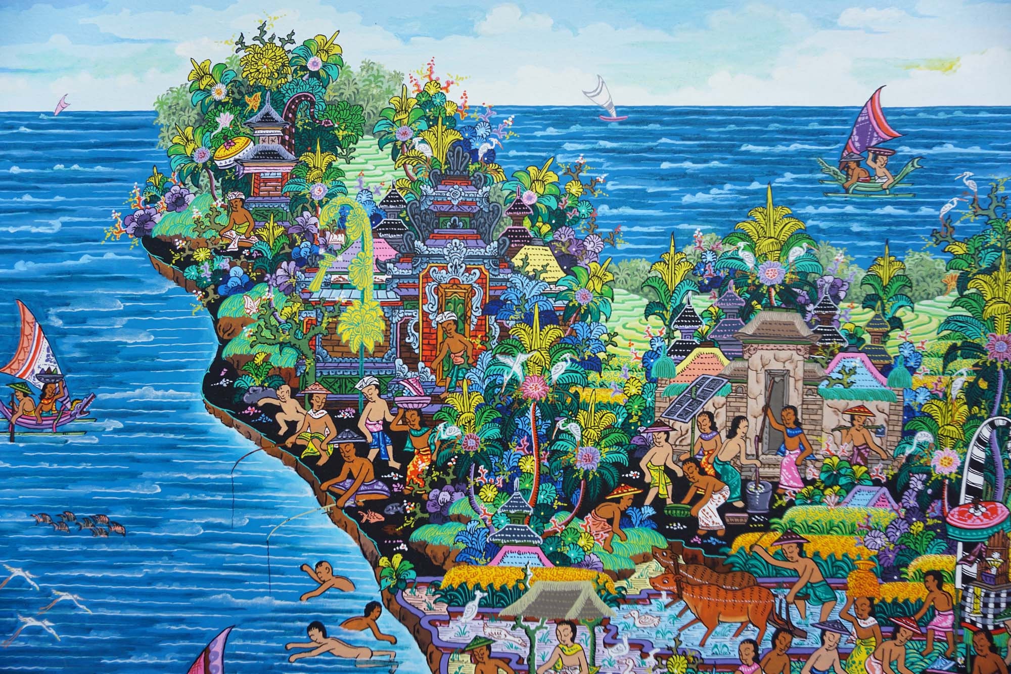 バリ絵画：バリ島アクリルキャンバスアート - Etsy 日本