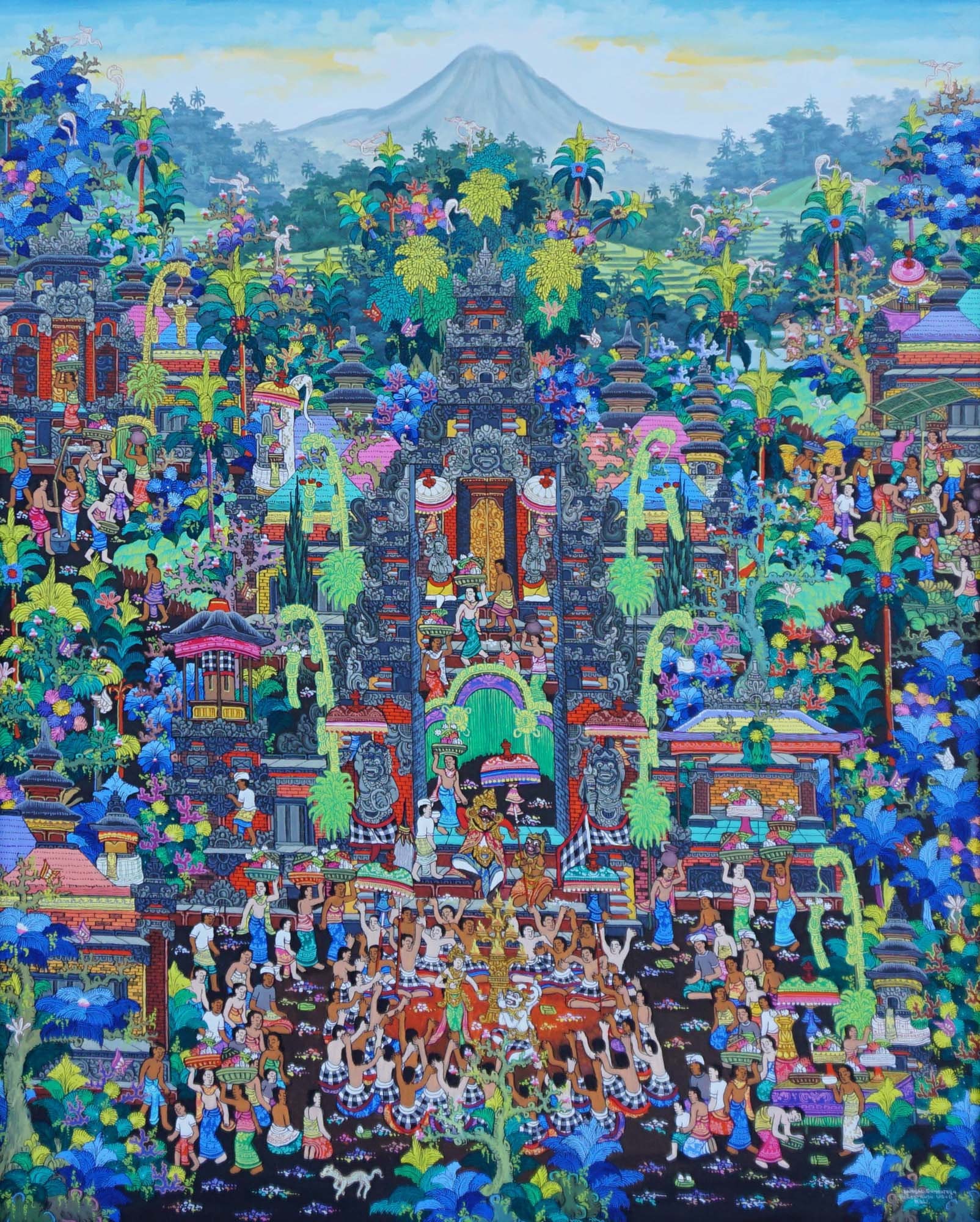 Traditional Balinese Kecak Dance Painting - Original Art by