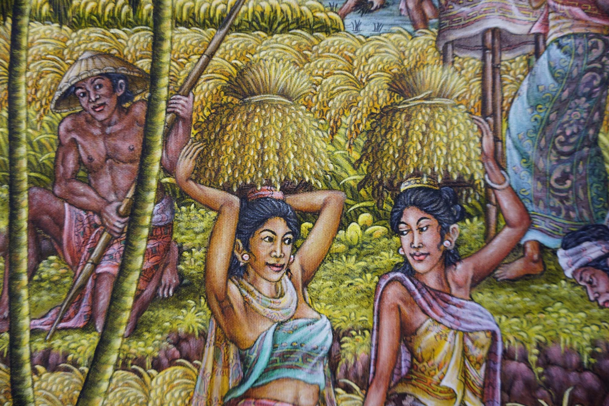 Rice Harvest Painting - Original Balinese Landscape - Wall Art - Etsy
