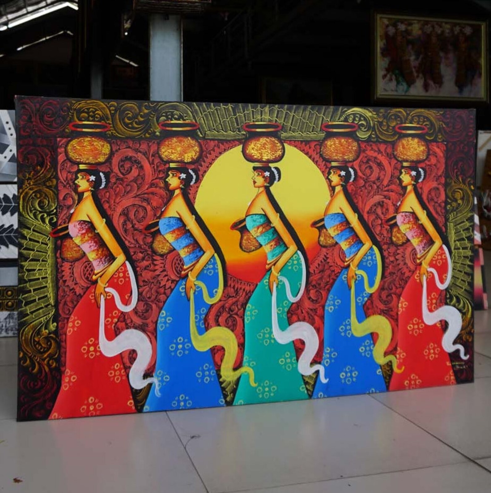 Balinese Women Painting Balinese Art Original Painting Wall Etsy