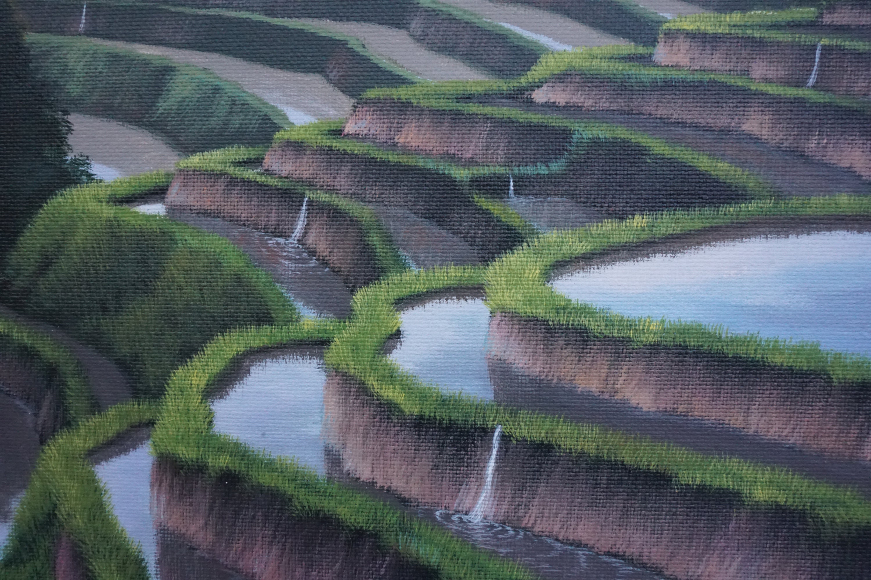 バリ島の棚田の油絵 - ウブドの風景画 - Etsy 日本