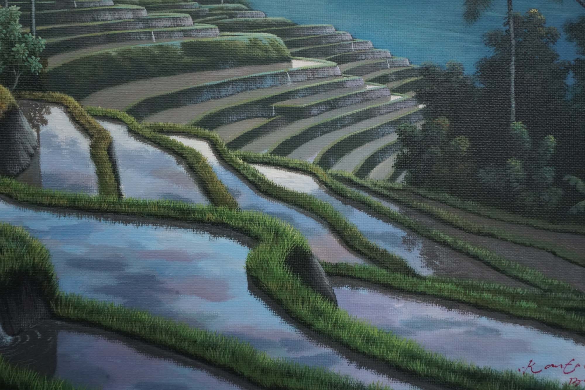 バリ島の田んぼの油絵 - ウブドの風景画 - Etsy 日本