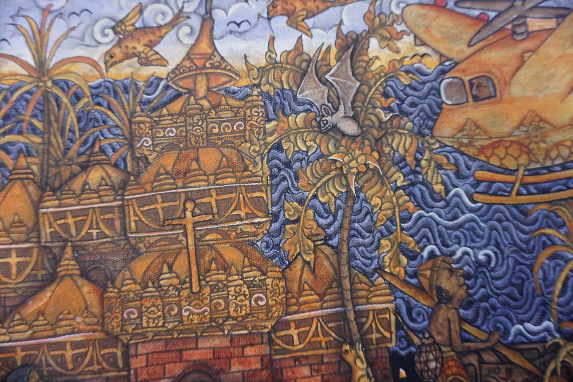 バリ島のバロンダンス絵画 - オリジナルの文化的な壁画 - Etsy 日本