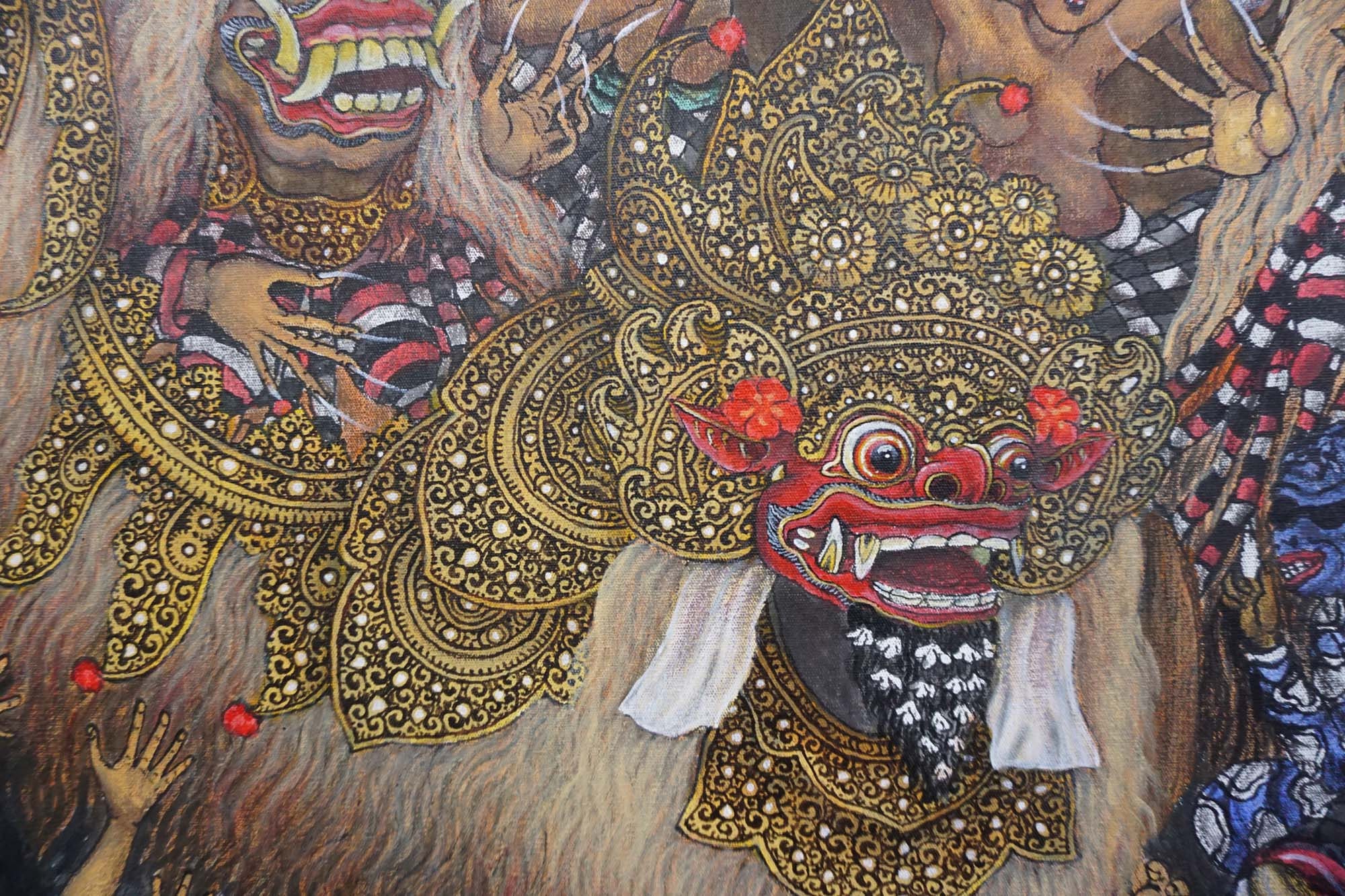 バリ 島 バロン アート バリ島のバロンの儀式の絵画 - オリジナル