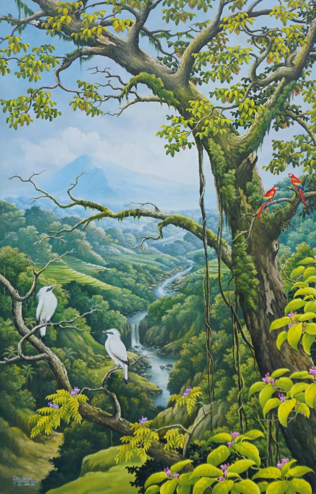 Landscape Painting, A Melody of Birds in Landscape Painting, Original ...