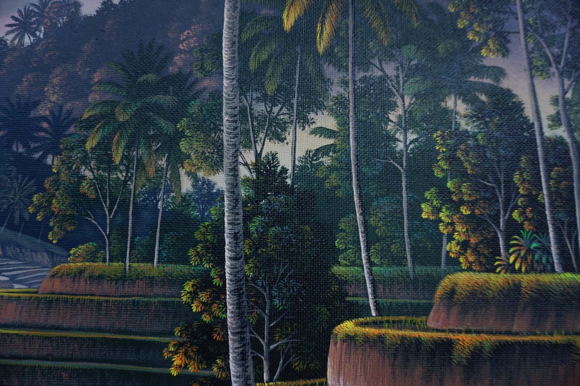 絵画　熱帯の棚田風景　油彩画 絵画 熱帯の棚田風景 油彩画