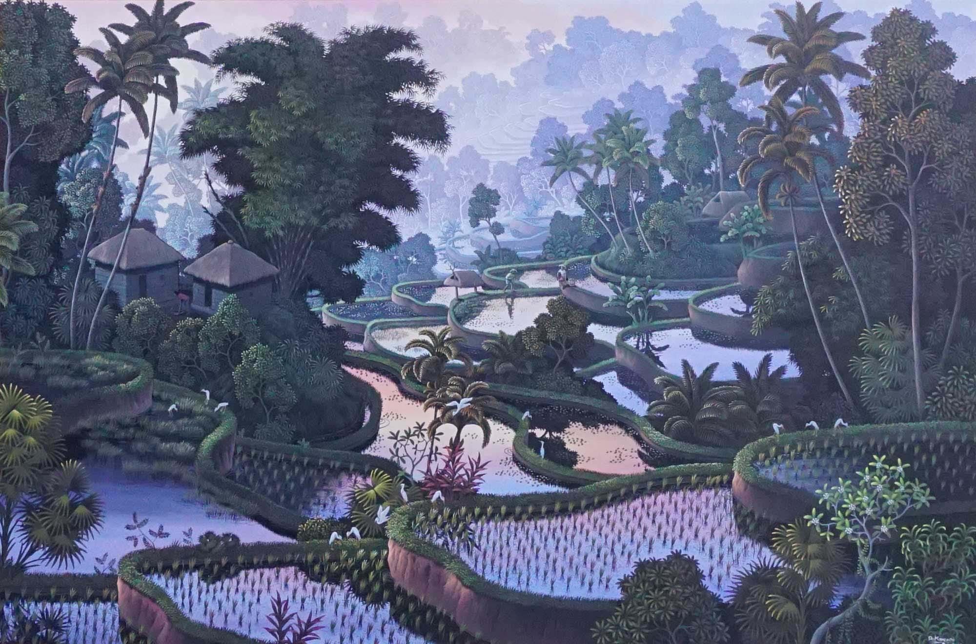 油彩のバリの風景画です バリの村の絵画 - オリジナルの風景画 - ホームデコレーション - Etsy 日本
