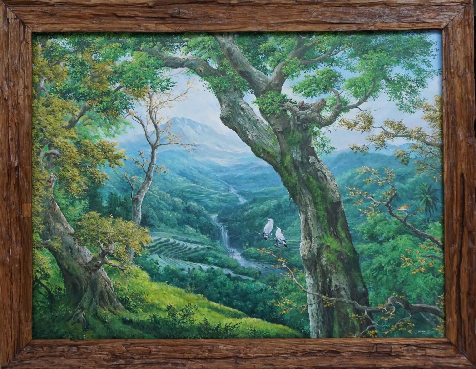 バリ島の風景油絵 - オリジナルの森の風景画 - Etsy 日本