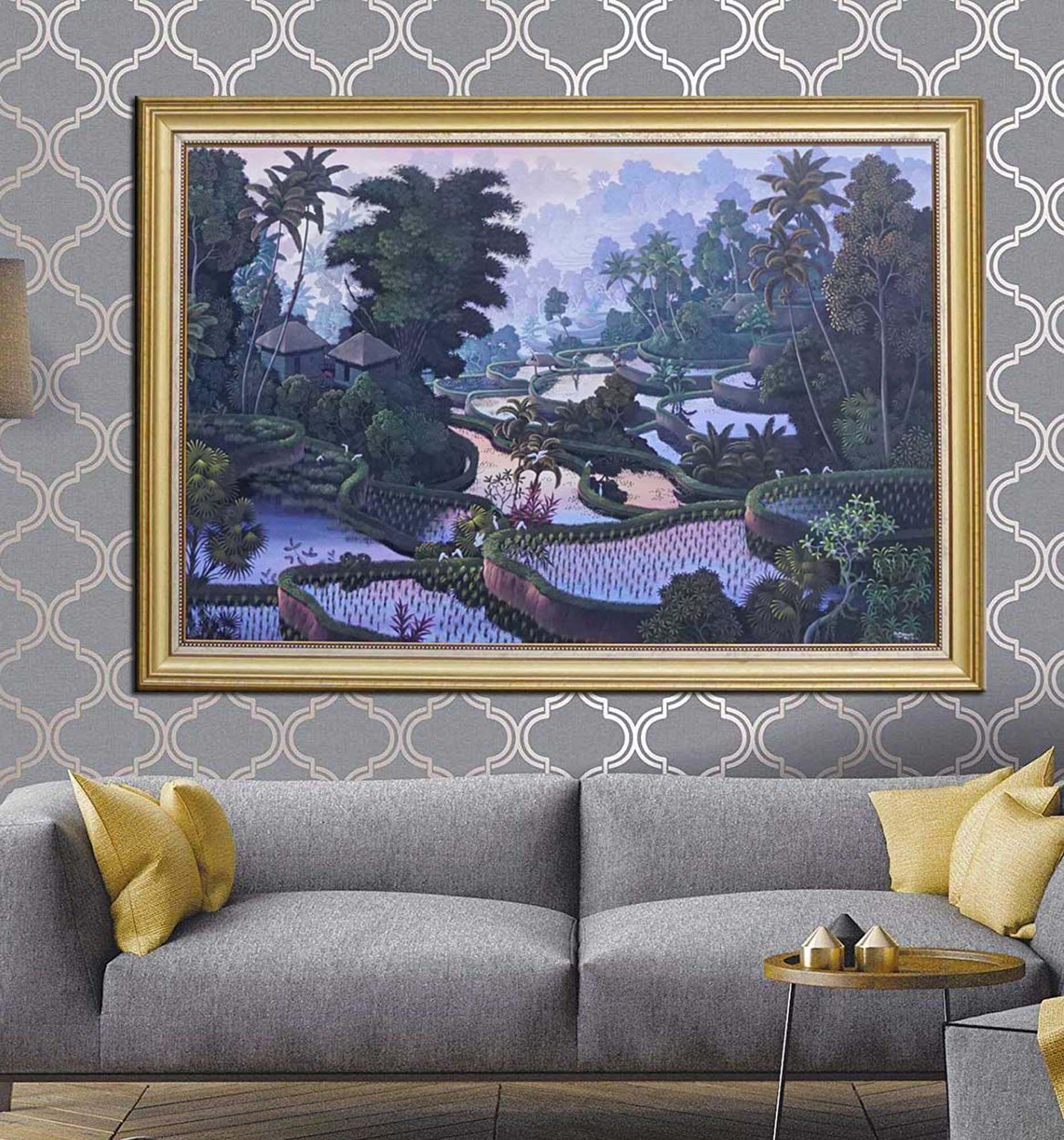 バリの村の絵画 - オリジナルの風景画 - ホームデコレーション - Etsy 日本