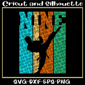 Neuvième anniversaire de taekwondo, Svg neuf anniversaire, neuvième anniversaire, Svg neuf taekwondo, Eps, Dxf, Svg, png, Cricut, silhouette