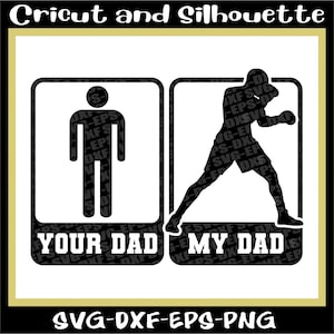 Archivos de impresión artística "Tu papá, mi papá boxeando", guantes, cuadrilátero, puñetazo, EPS, DXF, SVG, PNG, Cricut, silueta