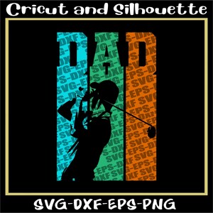 Golf Svg, Golf Svg File, Golf Vector, Golf Ball Svg "DAD Vintage Colorful" - Eps,Dxf,Svg,Png,Cricut,Silhouette