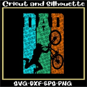 BMX-Svg, Bmx-Svg-Dateien, Fahrrad, ""Dad Vintage Bunt" Fahrrad, Stunt, Freestyle - Eps,Dxf,Svg,Png,Cricut, Silhouette."
