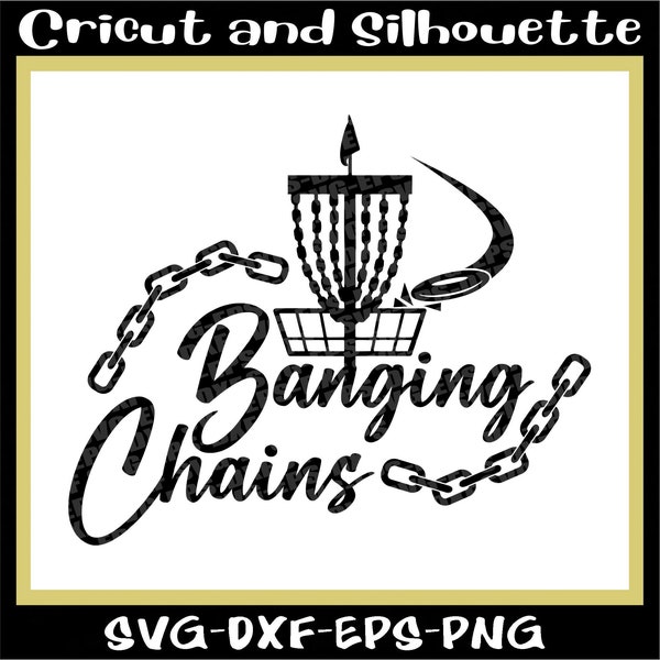 Disc Golf SVG, Disc Golf SVG Datei "Banging Chains" Disc SVG, Golf SVG, Frisbee, Throw, Chain Eps, Dxf, PNG, SVG, Cricut, Silhouette