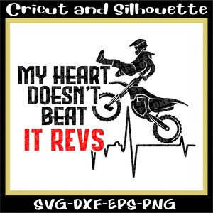 Motorcross Svg, motorcross afdrukbestand "My Heart Beats IT REVS" Dirt Bike Svg, Moto Svg, Eps, Dxf, Png, Cricut, silhouet