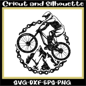 MTB Svg, Mountain Bike Svg Files &quot;MTB Chain Mountain&quot; Mtb Svg, Cycling Svg, Bike Svg - Eps,Dxf,Svg,Png,Cricut,Silhouette