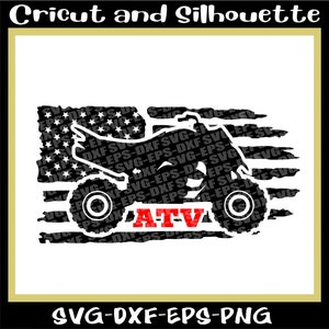 Atv Svg, Off Road Svg, 4 wheel Svg, Dirt Bike Svg, &quot;Atv Flag Distressed Print File&quot; - Eps,Svg,Dxf,Png,Cricut,Silhouette