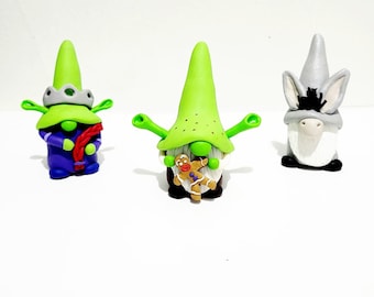 Miniature Gnomes/ Shrek Inspired Gnomes/ Garden Gnome/ Tiered Tray/Gift