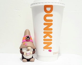 Miniature Gnome/Dunkin Donuts Inspired Coffe Gnome/ Handmade/ Gift/ Tiered Tray/Easter/Mother's Day