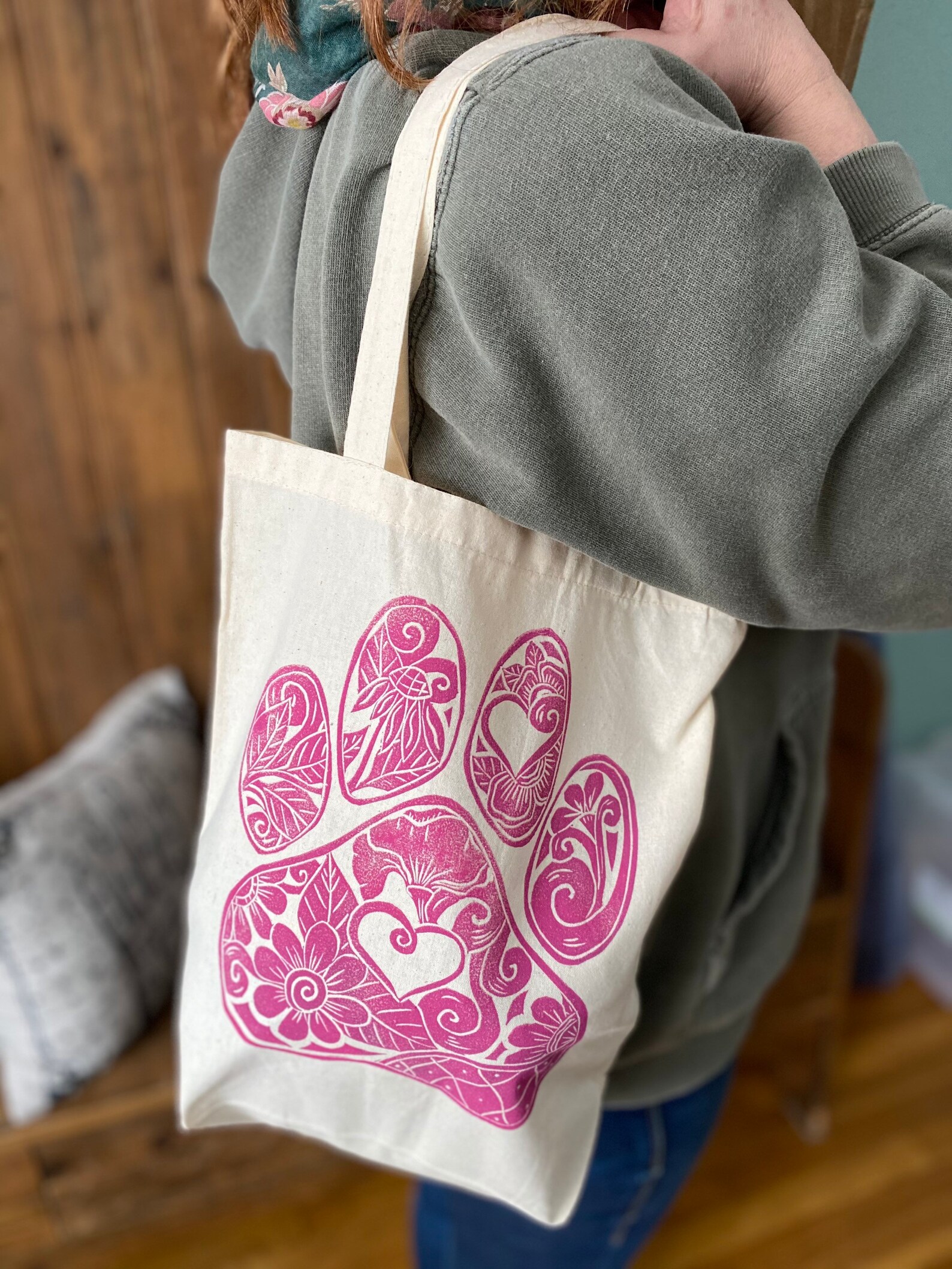 Paw print tote bag Etsy