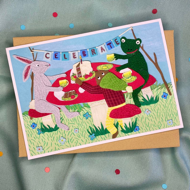 Toadstool Tea Party Fine Art Greeting Card image 1