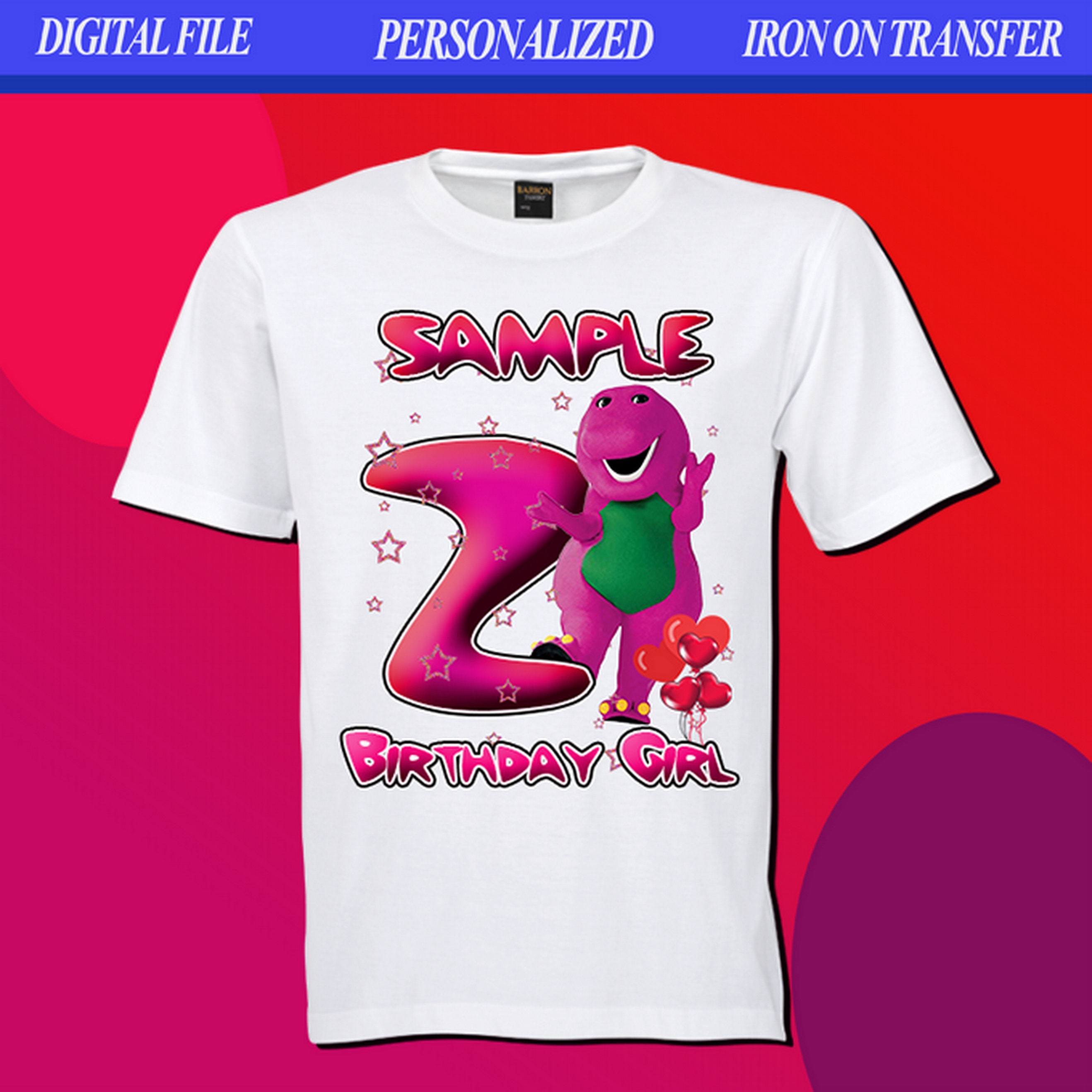 Digital File Barney Birthday Shirt Barney Iron On Transfer Barney My