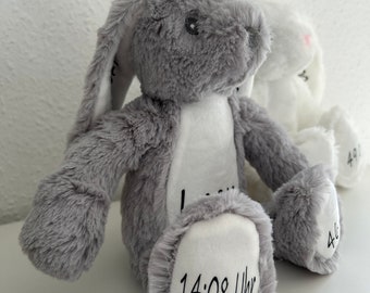 Personalized cuddly bunny | bunny | cuddly toy | stuffed animal | stuffed bunny | Bunny | Personalized Bunny | Gift with dates of birth