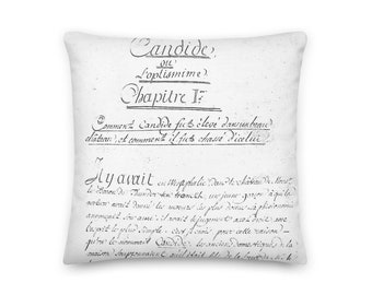 Literary Cushion / pillow Voltaire manuscript of Candide
