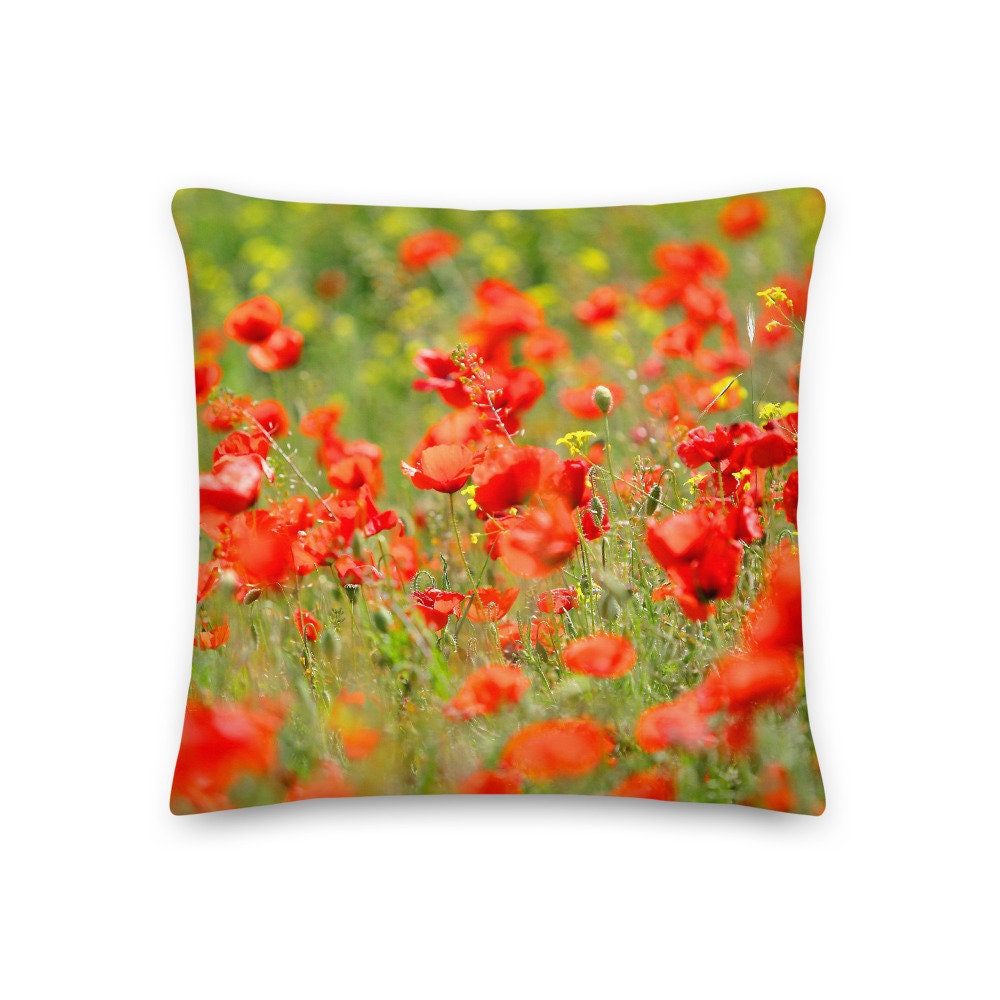 Coussin Décoratif Champ de Coquelicots