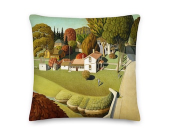 Decorative Cushion / Pillow Grant Wood The birthplace of Herbert Hoover