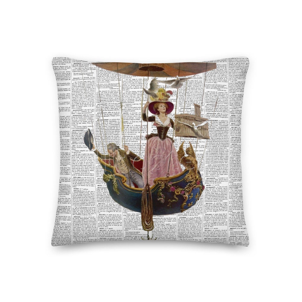 Coussin Décoratif Style Vintage en Tissu Imprimé Montgolfière Numéro 2