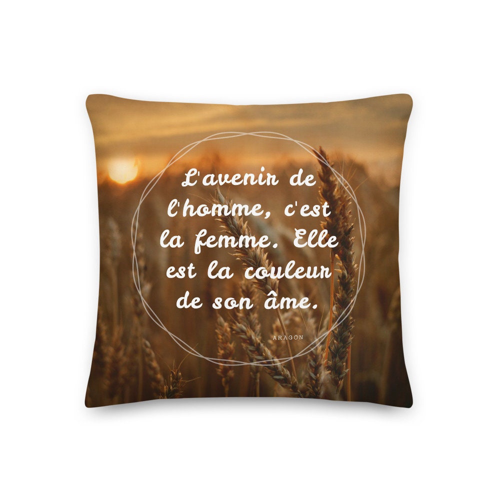 Coussin Décoratif en Tissu Imprimé Citation Féministe Aragon