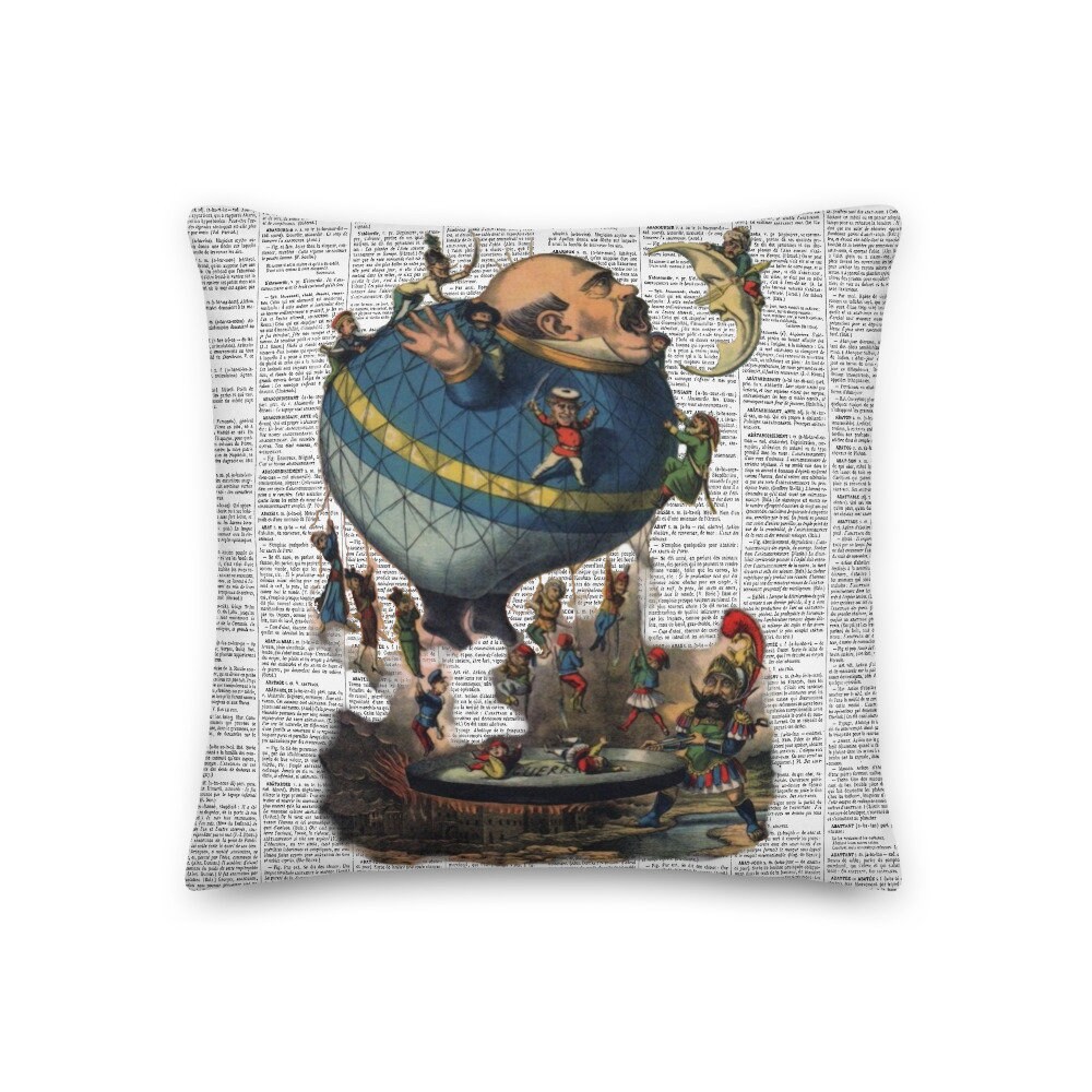 Coussin Décoratif Style Vintage en Tissu Imprimé Montgolfière Numéro 3