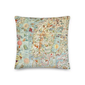 Decorative Cushion / Pillow Old Map Carta Marina