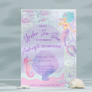 Mermaid Birthday Editable Invitation Template, Instant Download Under the Sea Birthday Invitation, Mermaid Party Invite, Invitation Template