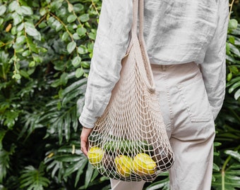 Set of 2 Organic Cotton String Bags | Eco-friendly Reusable Bags