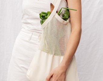 Set of 2 Cotton Mesh Tote Bags | Eco-friendly Reusable Shopping Bags
