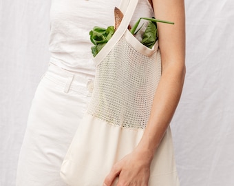 Set of 2 Cotton Mesh Tote Bags | Eco-friendly Reusable Shopping Bags