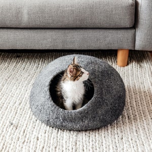 Wool Felt Cat Cave |  Handmade Cat Bed