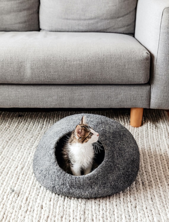 Wool Felt Cat Cave |  Handmade Cat Bed