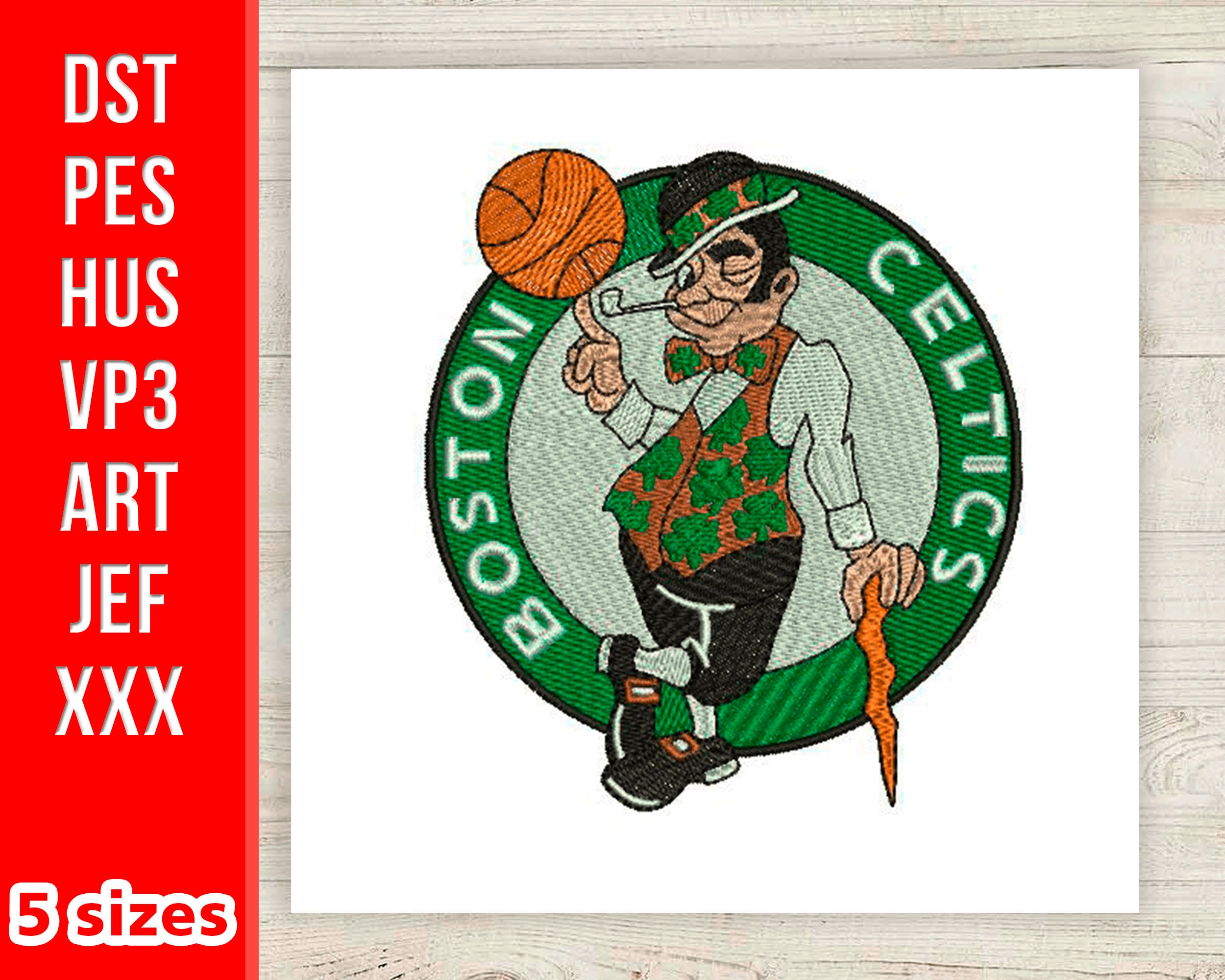 Boston Celtics 5 sizes basketball team Embroidery design. Etsy