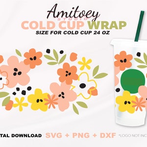 Blossom Flowers SVG Envoltório completo, Natureza Linda flor Presente para amor para copo frio 24 onças l SVG, PNG, Dxf Arquivos download digital.