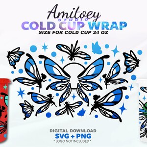 Fairy Butterfly Full wrap SVG Halloween Fairytale Angel Heaven voor Cold Cup 24 Oz | SVG, PNG, bestanden digitale download.