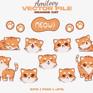 Orange Cat Vector Eps PNG Files Digital download, Lovely cat, Cat Vector, Animal Vector.