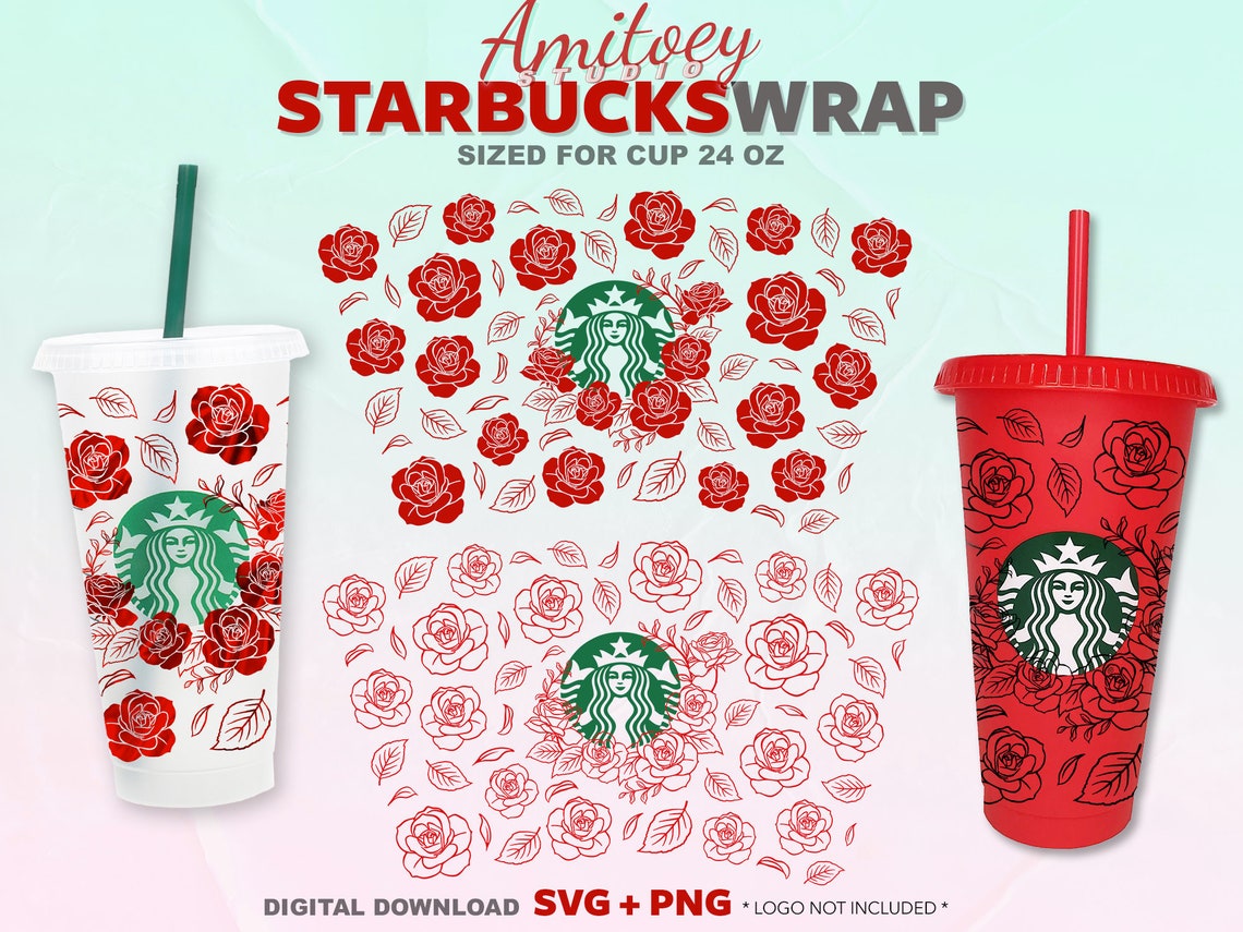 Beautiful Rose Starbucks svg Rose Valentine Starbucks wrap Etsy